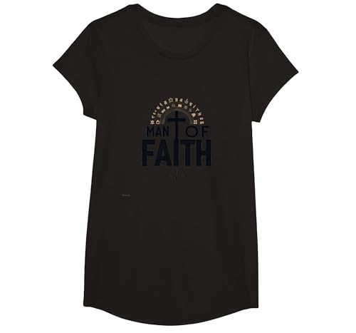 Man of Faith Religiöses Andachtskreuz für Männer T-Shirt, Girls, Schwarz, XS Man of Faith Religiöses Andachtskreuz für Männer T-Shirt, Girls, Schwarz, XS von Generic