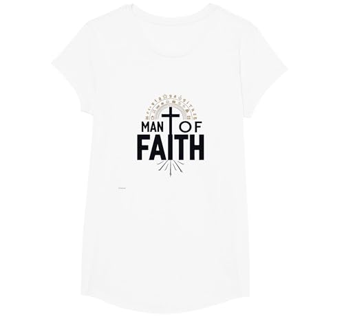 Man of Faith Religiöses Andachtskreuz für Männer T-Shirt, Girls, Weiß, XS Man of Faith Religiöses Andachtskreuz für Männer T-Shirt, Girls, Weiß, XS von Generic