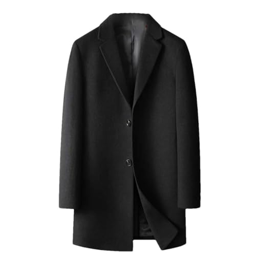 Mann Herbst Winter Wolle Lange Trenchcoat Einfarbig Jugend Business Woolen Mantel Mantel Black L von Generic