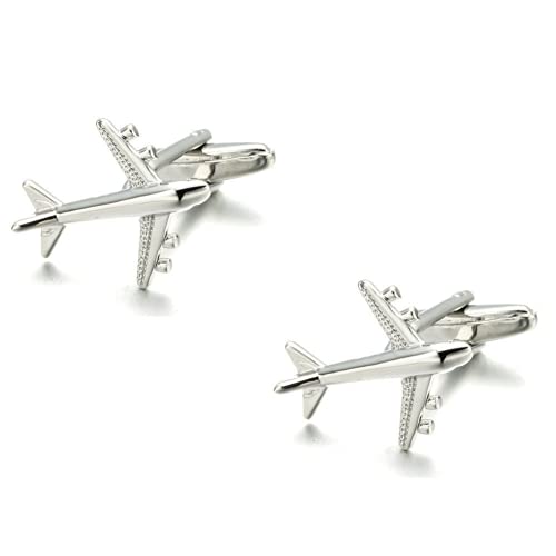 Manschettenknöpfe, Motiv Flugzeug, französische Manschettenknöpfe, Andere Edelsteine von Generic