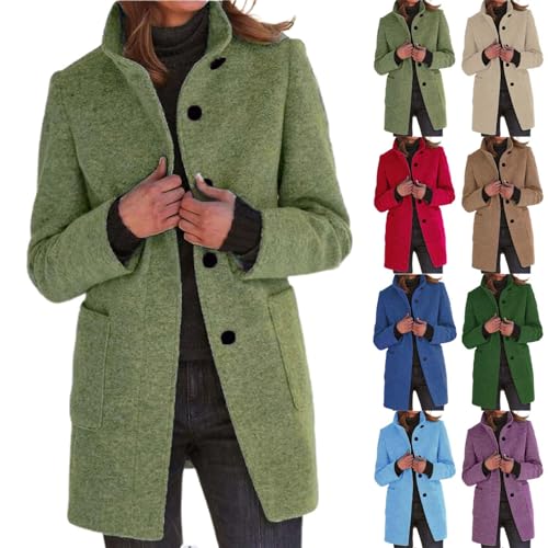 Mantel Damen Lang Warm Wollmantel Trenchcoat Wolle Schwarzer Wintermantel Damenmantel Elegant Winterjacke Mantel A-Linie Trench Coat Herbstmantel Steppmantel von Generic