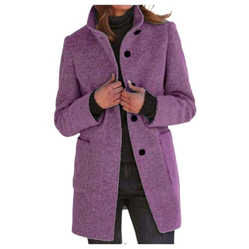 Mantel Damen Lang Warm Wollmantel Trenchcoat Wolle Schwarzer Wintermantel Damenmantel Elegant Winterjacke Mantel A-Linie Trench Coat Herbstmantel Steppmantel von Generic