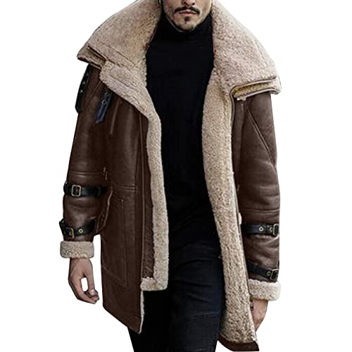 Mantel Herren Warme Winterjacke P-a-r-k-a Wintermantel MäNner Mantel Jacke Herren üBergangsjacke Trenchcoat Herren Herren Mantel Lang Schwarz (Coffee, M) von Generic