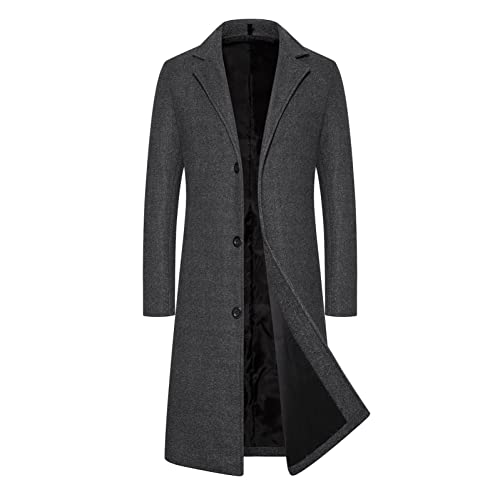 Mantel Herren Wollmantel Wintermantel Warme Slim Fit Jacke Business Lang Trenchcoat Stehkragen Freizeit Herrenmantel Elegant Windbreaker Casual Winterjacke von Generic