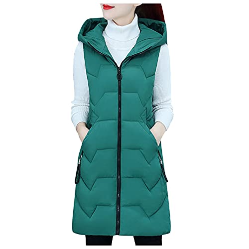 Mantel Ohne ärmel Damen Lang， Damen Weste Steppweste Damen Kapuzen Daunenweste Mantel Oversize Steppweste Lange Schlanke Weste Jacke Outdoor Gesteppt Wintermantel Daunenmantel von Generic