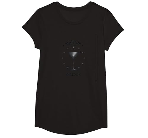 Martini O'Clock Cocktail Hour Grafikkunst T-Shirt, Girls, Schwarz, XS Martini O'Clock Cocktail Hour Grafikkunst T-Shirt, Girls, Schwarz, XS von Generic