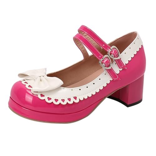 Mary Jane Damen Mädchen Schnalle Gurt Schleife Mund Flach Weich Wohnungen Elegant Lolita Prinzessin Schuhe Pumps Hochzeitskleid Bankett, Hot Pink, 32 EU Mary Jane Damen Mädchen Schnalle Gurt Schleife Mund Flach Weich Wohnungen Elegant Lolita Prinzessin Schuhe Pumps Hochzeitskleid Bankett, Hot Pink, 32 EU von Generic