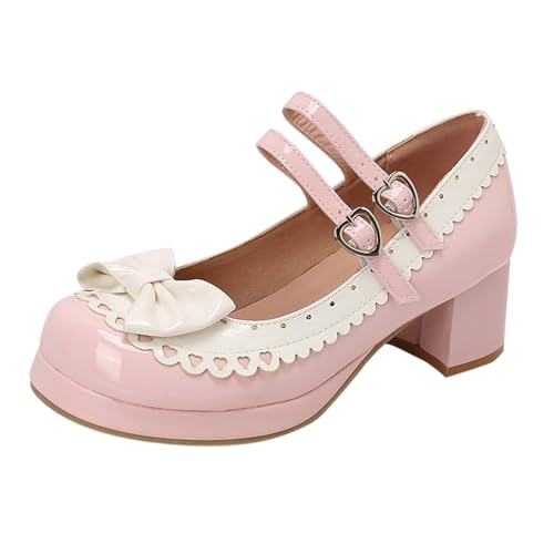 Mary Jane Damen Mädchen Schnalle Gurt Schleife Mund Flach Weich Wohnungen Elegant Lolita Prinzessin Schuhe Pumps Hochzeitskleid Bankett, Rosa, 34 EU Mary Jane Damen Mädchen Schnalle Gurt Schleife Mund Flach Weich Wohnungen Elegant Lolita Prinzessin Schuhe Pumps Hochzeitskleid Bankett, Rosa, 34 EU von Generic