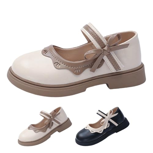 𝗠ary 𝗝ane Mädchen Ballerinas Gummisohle Leder Prinzessin Schuhe Weiche Sohle Tanzschuhe mit Klettverschluss Weiche Flache Kinderschuhe Hochzeit Party Freizeitschuhe (Black, 27 Little Child) von Generic