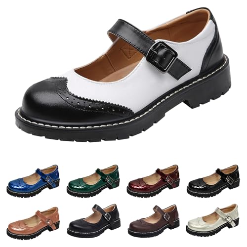 Mary Jane Schuhe Damen Bequem Chunky Plattform Damenschuhe Halbschuhe Schnalle Riemen Loafer Runde Zehe Pumps Cosplay Uniform Dress Shoes Japanisch Süß Lolita Prinzessin Schuhe Lederschuhe von Generic