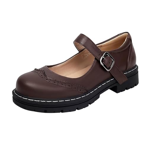 Mary Jane Schuhe Damen Geschlossene Halbschuhe weiches Kunstleder Sweet Toe Knöchel Lolita Gothic Plateau Kleid Pumps Chunky Plateauschuhe Prinzessin Schuhe Lackleder von Generic