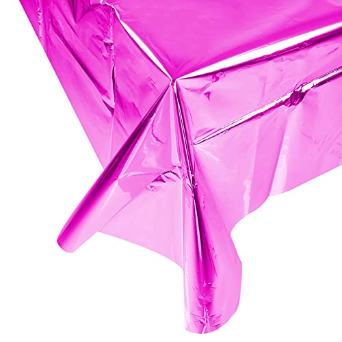 Maße Biertisch PET glänzende Einweg-Tischdecke in Rosa, Weihnachtsfeier, Partydekoration, Produkte, Roségoldfolien-Tischdecke Outdoor Tischdecke Schwarz (Hot Pink, One Size) von Generic