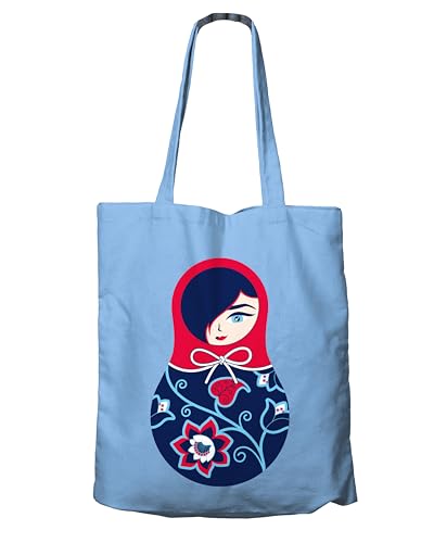 Matroschka Helena Tasche Jutebeutel hellblau 100% Baumwolle von Generic