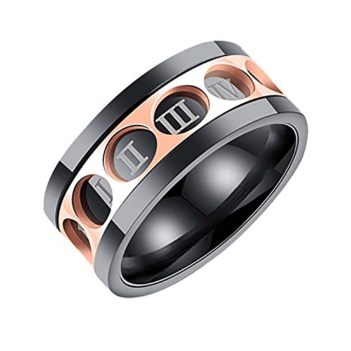 Meditationsbewegung drehbarer Ring mit römischen Ziffern für Männer widersteht Angst Letter Rings (Black, 11) von Generic