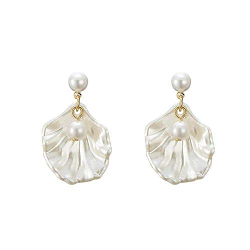 Meeresperlen, Muschel, Ohrringe, weiß, Schmuck, Ohrstecker, Strandstil, für Mädchen und Frauen von Generic