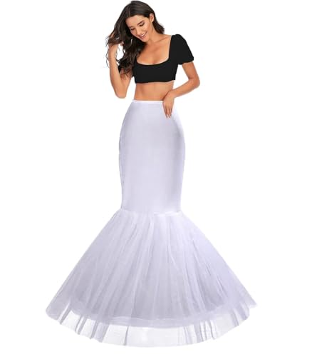 Meerjungfrau Unterrock Reifrock Mermaid Fishtail Petticoat Crinoline Full Slip Brautkleid Krinoline Fischschwanz Unterröcke Hochzeit Rock Kleid Kleidung Kostüm Underskirt Elastisch Taille(Weiß,36) von Generic