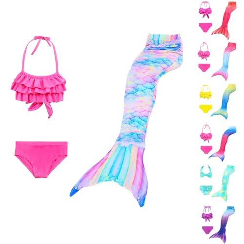 𝙈eerjung𝙛rauen𝙛losse Mädchen Mit Bikini Set schwimm𝙛lossen Kinder 𝙈eerjung𝙛rau 𝙈eerjung𝙛rauen Badeanzug 𝙈ono𝙛losse Bikinis Badekleid Für 4-13 Jahre von Generic