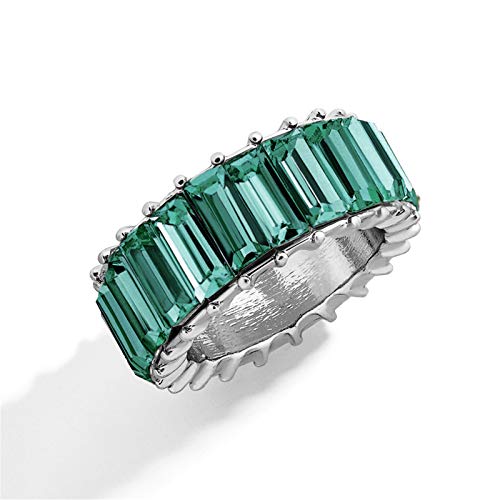 Mehrfarbiger Regenbogen-Prinzessin-Baguette-Schliff Cubic Zirkonia Legierung Ewigkeitsring Ehering für Frauen von Generic