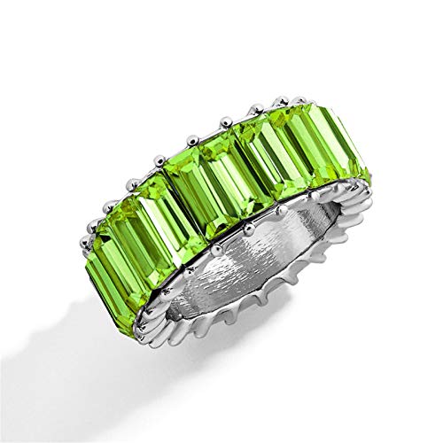 Mehrfarbiger Regenbogen-Prinzessin-Baguette-Schliff Cubic Zirkonia Legierung Ewigkeitsring Ehering für Frauen von Generic