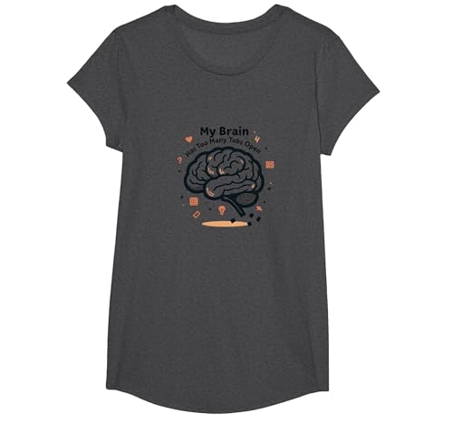 Mein Gehirn hat zu viele Tabs geöffnet T-Shirt, Girls, Anthrazit Meliert, XS Mein Gehirn hat zu viele Tabs geöffnet T-Shirt, Girls, Anthrazit Meliert, XS von Generic
