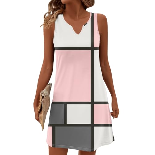 Meine Bestellungen Anzeigen Sundress Party Kleider Für Hochzeitsgäste Sommerkleid Damen Elegant Kleid Lang Blusenkleid Wickelkleid Damen Sommer Curvy Mode Rüschenkleid Abendkleider (Rosa,XL) von Generic