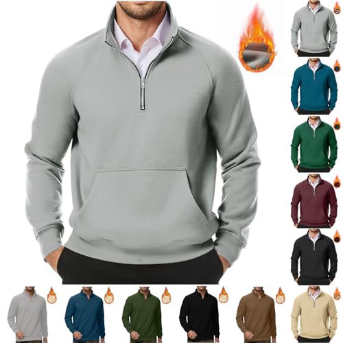 Meine bestellungen anzeigen Fleece Pullover Herren Winter Microfleece Sweatshirt Halber Reißverschluss Tops Rollkragen Langarmshirt Einfarbig Winterpullover Große Größen Fleecepullover Warm Oberteile von Generic