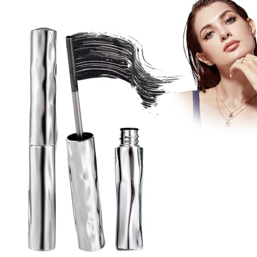 Melbob Mascara, Längen- und Schwung-Mascara-Set, 2025 neue wasserfeste, schwarze, abwaschbare Metall-Mascaras, Wimpernprimer mit Stahlrohr (2pcs) von Generic