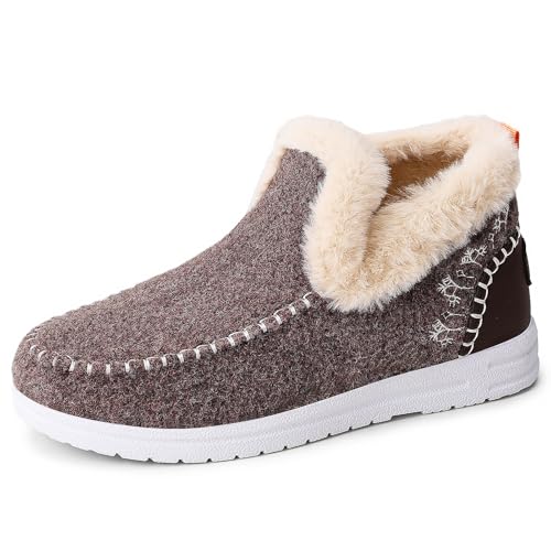 Memory Foam-Stiefeletten für Damen, Slipper-Stiefel aus Mikro-Wildleder, geeignet für drinnen und draußen (Kaffeebraun, Erwachsene, Damen, 40, Numerisch, EU Schuhgrößensystem, M) von Generic