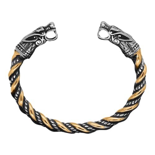 Men - Rustikales Accessoire, fett modischer Schmuck | Handwerkliche nordische Mythologie Designs | Manschette antik inspiriert verstellbar | Dragon Motif Armband, Consulte la descripción, Legierter von Generic
