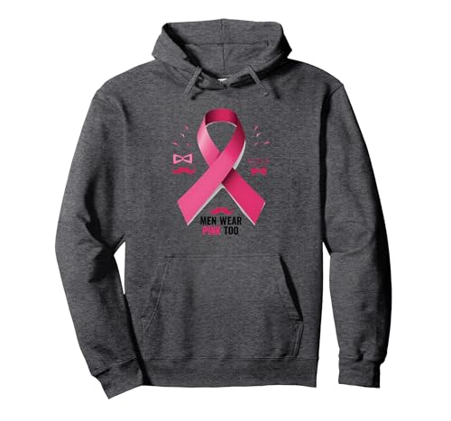 Men Wear Pink Too Brustkrebs-Bewusstseinsband Pullover Hoodie, Unisex für Erwachsene, Anthrazit Meliert, M von Generic