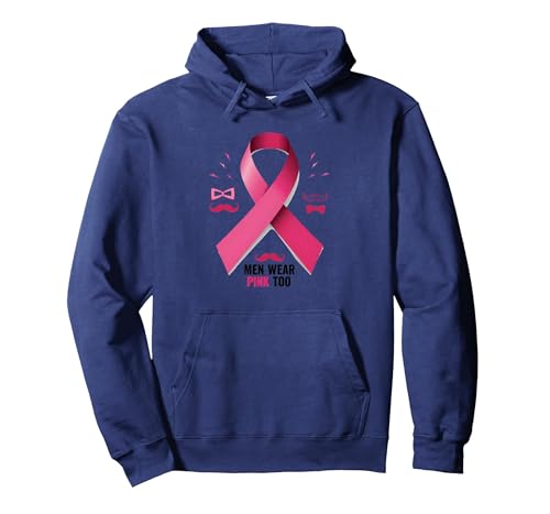 Men Wear Pink Too Brustkrebs-Bewusstseinsband Pullover Hoodie, Unisex für Erwachsene, Marineblau, L von Generic