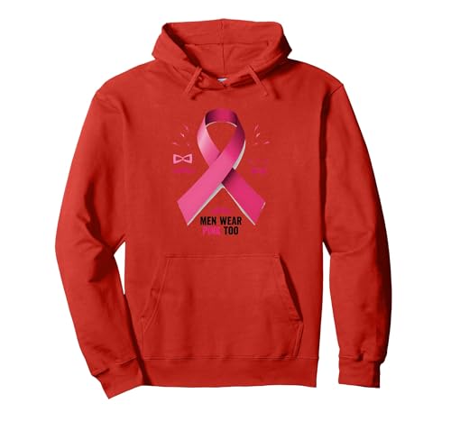 Men Wear Pink Too Brustkrebs-Bewusstseinsband Pullover Hoodie, Unisex für Erwachsene, Rot, S von Generic