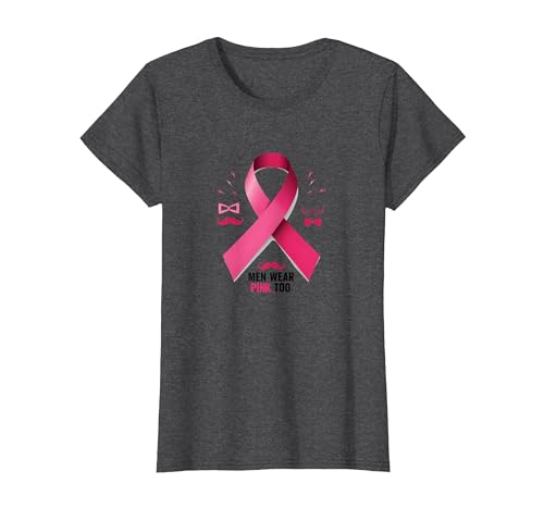 Men Wear Pink Too Brustkrebs-Bewusstseinsband T-Shirt, Damen, Anthrazit Meliert, XS Men Wear Pink Too Brustkrebs-Bewusstseinsband T-Shirt, Damen, Anthrazit Meliert, XS von Generic