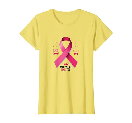 Men Wear Pink Too Brustkrebs-Bewusstseinsband T-Shirt, Damen, Gelb, XS Men Wear Pink Too Brustkrebs-Bewusstseinsband T-Shirt, Damen, Gelb, XS von Generic