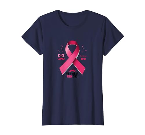Men Wear Pink Too Brustkrebs-Bewusstseinsband T-Shirt, Damen, Marineblau, XS Men Wear Pink Too Brustkrebs-Bewusstseinsband T-Shirt, Damen, Marineblau, XS von Generic
