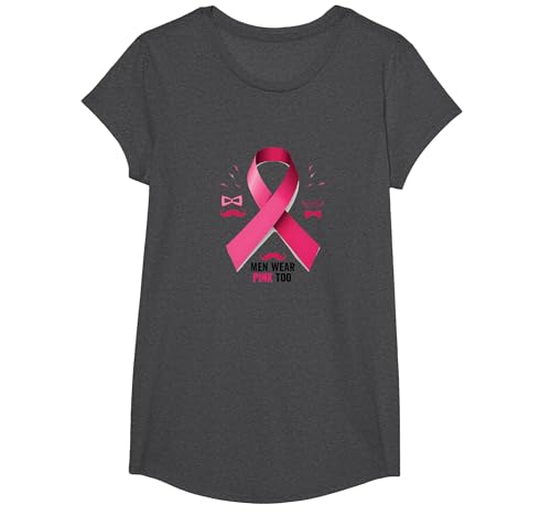 Men Wear Pink Too Brustkrebs-Bewusstseinsband T-Shirt, Girls, Anthrazit Meliert, XS Men Wear Pink Too Brustkrebs-Bewusstseinsband T-Shirt, Girls, Anthrazit Meliert, XS von Generic