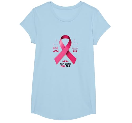 Men Wear Pink Too Brustkrebs-Bewusstseinsband T-Shirt, Girls, Himmelblau, XS Men Wear Pink Too Brustkrebs-Bewusstseinsband T-Shirt, Girls, Himmelblau, XS von Generic