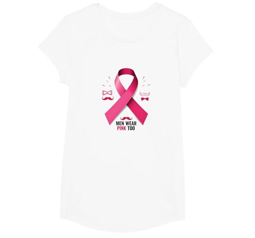 Men Wear Pink Too Brustkrebs-Bewusstseinsband T-Shirt, Girls, Weiß, XS Men Wear Pink Too Brustkrebs-Bewusstseinsband T-Shirt, Girls, Weiß, XS von Generic