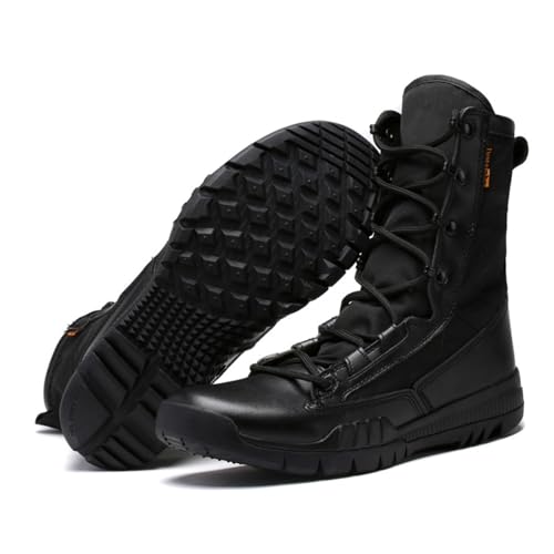 Men's High Top Military Tactical Boots Lace Up Combat Boot Non Slip Wear Resistant Jungle Shose For Backpacking Mountaineering Travel Army Outdoor Jungle Hunting(Black,45 EU) von Generic