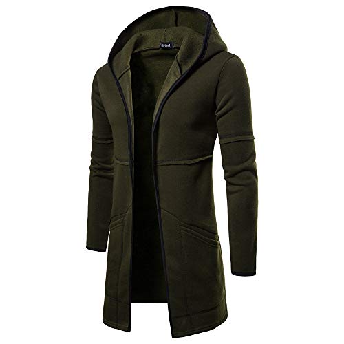 Men 's Trench Strickmantel Ärmel Herren Trench Jacke mit Kapuze Mäntel & Jacken Pullover Hoodie (Green, M) von Generic