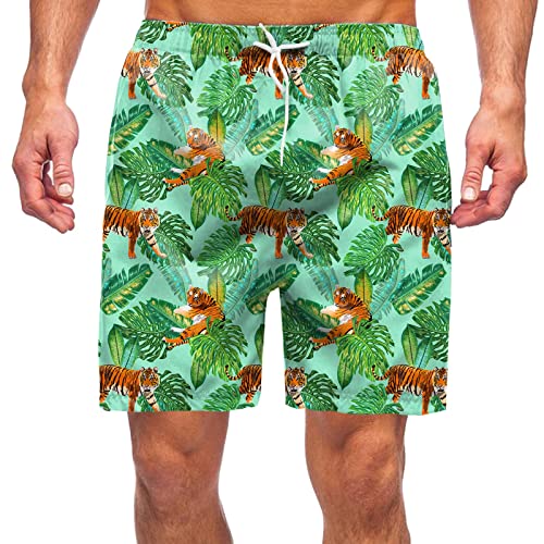 Mens Frühling Sommer Lässige Shorts Hosen Bedruckte Sport Strandhose mit Taschen Badehose Herren 58 (Green, L) von Generic