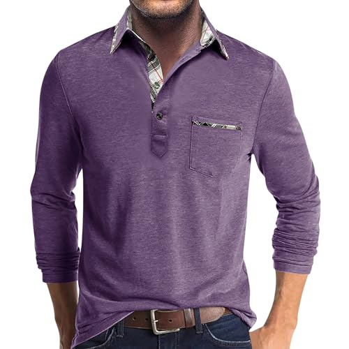 Mens Solid Color T Shirts Herren Pullover Hemden Herren Freizeithemden mit Langen Ärmeln Taschen T Shirts Herrenhemden Lässig Stilvoll Langarm Herren Arbeitshemden Langarm Lila XL Mens Solid Color T Shirts Herren Pullover Hemden Herren Freizeithemden mit Langen Ärmeln Taschen T Shirts Herrenhemden Lässig Stilvoll Langarm Herren Arbeitshemden Langarm Lila XL von Generic