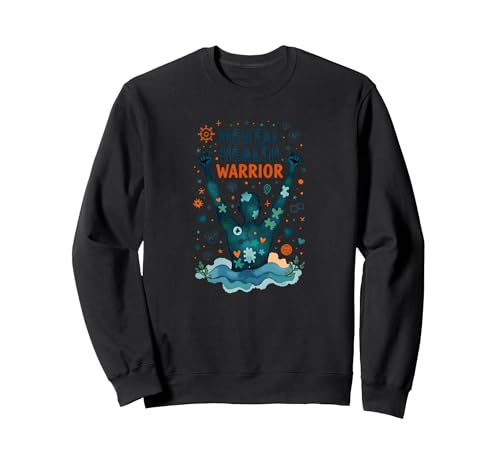Mental Health Warrior, der Männer stärkt, inspirierende Kunst Sweatshirt, Unisex für Erwachsene, Schwarz, XL von Generic