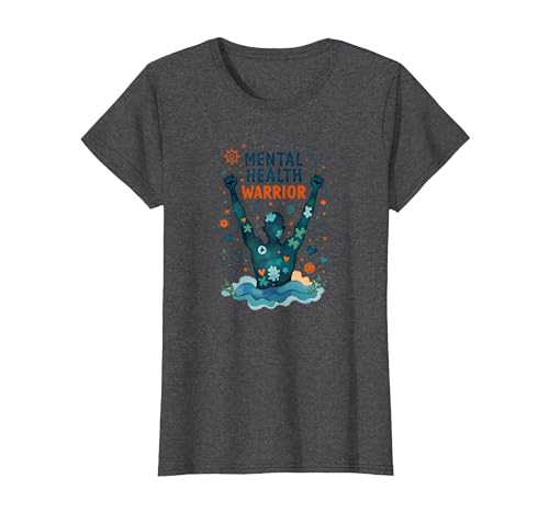 Mental Health Warrior, der Männer stärkt, inspirierende Kunst T-Shirt, Damen, Anthrazit Meliert, XS Mental Health Warrior, der Männer stärkt, inspirierende Kunst T-Shirt, Damen, Anthrazit Meliert, XS von Generic