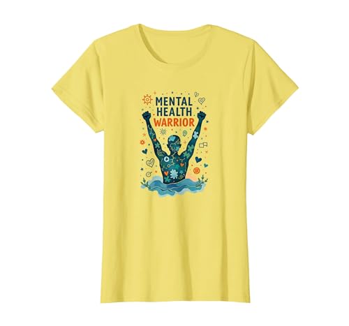 Mental Health Warrior, der Männer stärkt, inspirierende Kunst T-Shirt, Damen, Gelb, XS Mental Health Warrior, der Männer stärkt, inspirierende Kunst T-Shirt, Damen, Gelb, XS von Generic