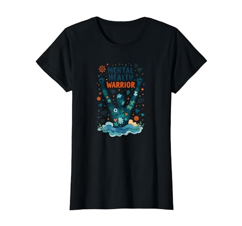 Mental Health Warrior, der Männer stärkt, inspirierende Kunst T-Shirt, Damen, Schwarz, XS von Generic