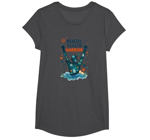 Mental Health Warrior, der Männer stärkt, inspirierende Kunst T-Shirt, Girls, Anthrazit Meliert, XS Mental Health Warrior, der Männer stärkt, inspirierende Kunst T-Shirt, Girls, Anthrazit Meliert, XS von Generic