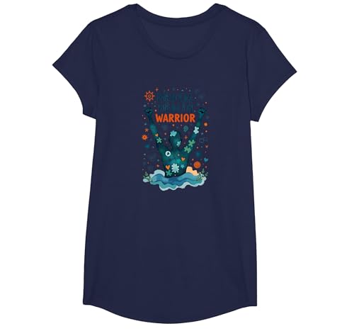 Mental Health Warrior, der Männer stärkt, inspirierende Kunst T-Shirt, Girls, Marineblau, XS von Generic
