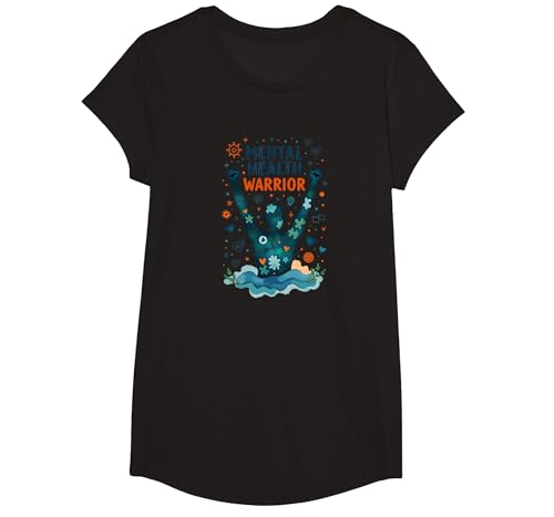 Mental Health Warrior, der Männer stärkt, inspirierende Kunst T-Shirt, Girls, Schwarz, XS von Generic