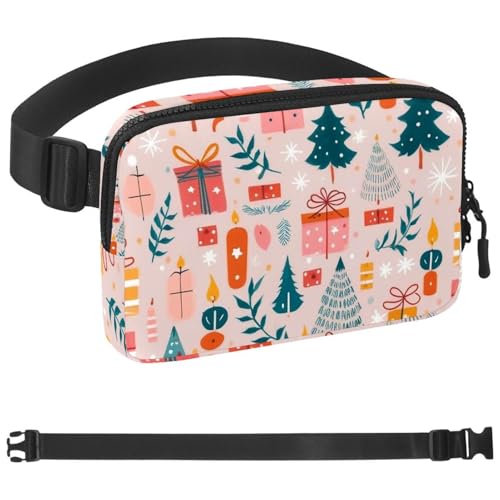 Merry Christmas-56 Gürteltasche für Damen und Herren, Gürteltasche mit verstellbarem Riemen, modische Umhängetasche für Reisen, Outdoor, Laufen, Wandern, Mehrfarbig 09, 1.5x9.0x5.9in/4x23x15cm von Generic